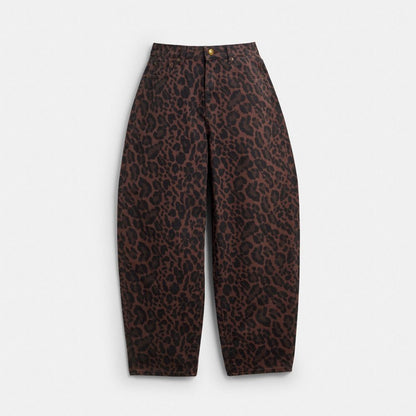 Leopard Print Barrel Jeans In Organic Cotton