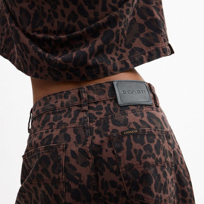 Leopard Print Barrel Jeans In Organic Cotton