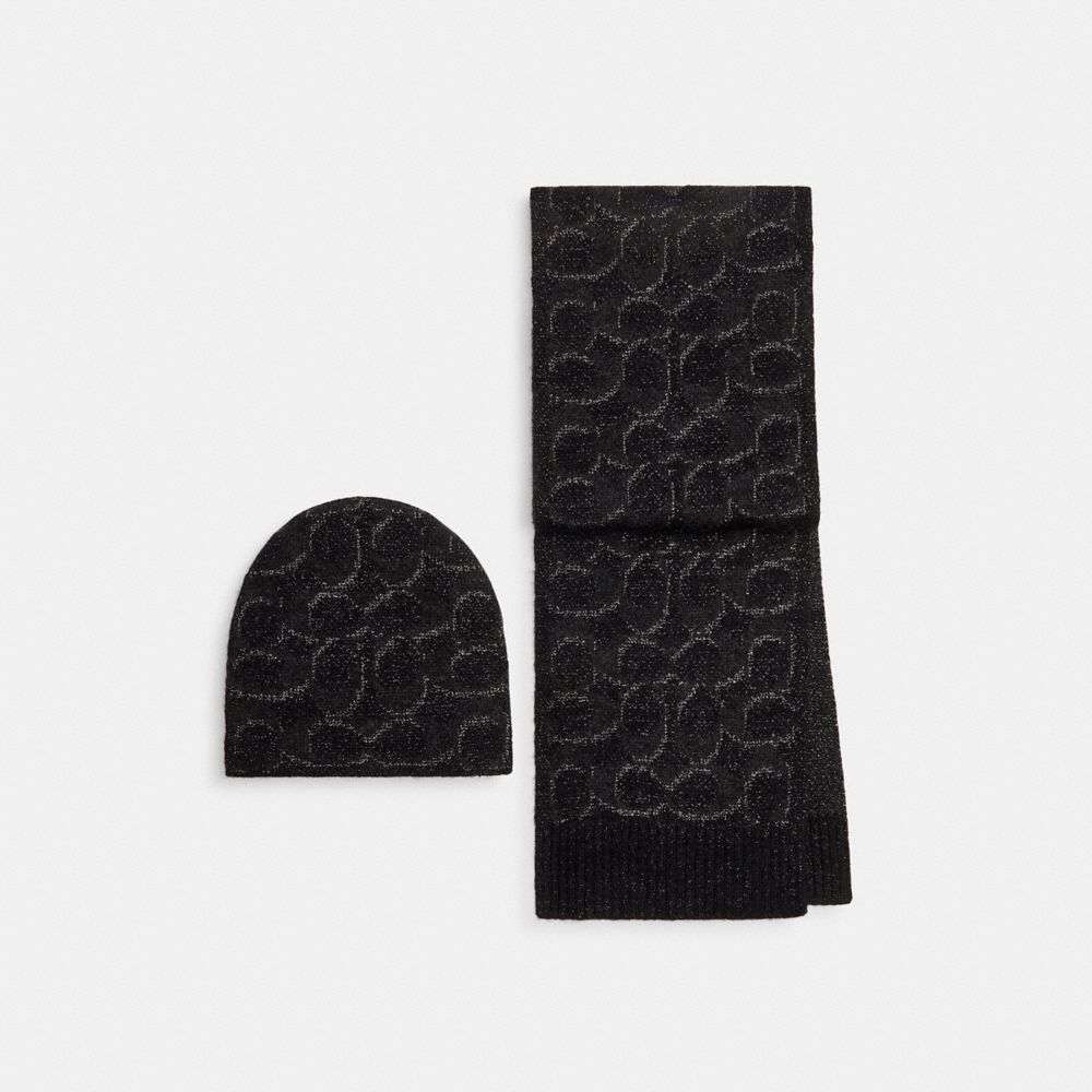 Signature Metallic Beanie And Muffler Gift Set