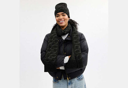 Signature Metallic Beanie And Muffler Gift Set