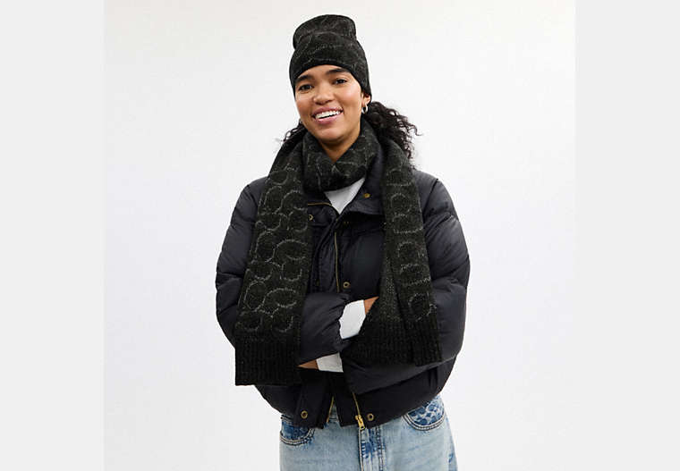 Signature Metallic Beanie And Muffler Gift Set
