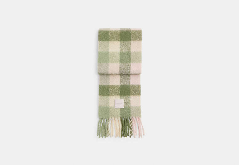 Oversized Plaid Muffler With Rubber Patch