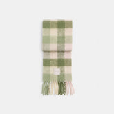 Oversized Plaid Muffler With Rubber Patch