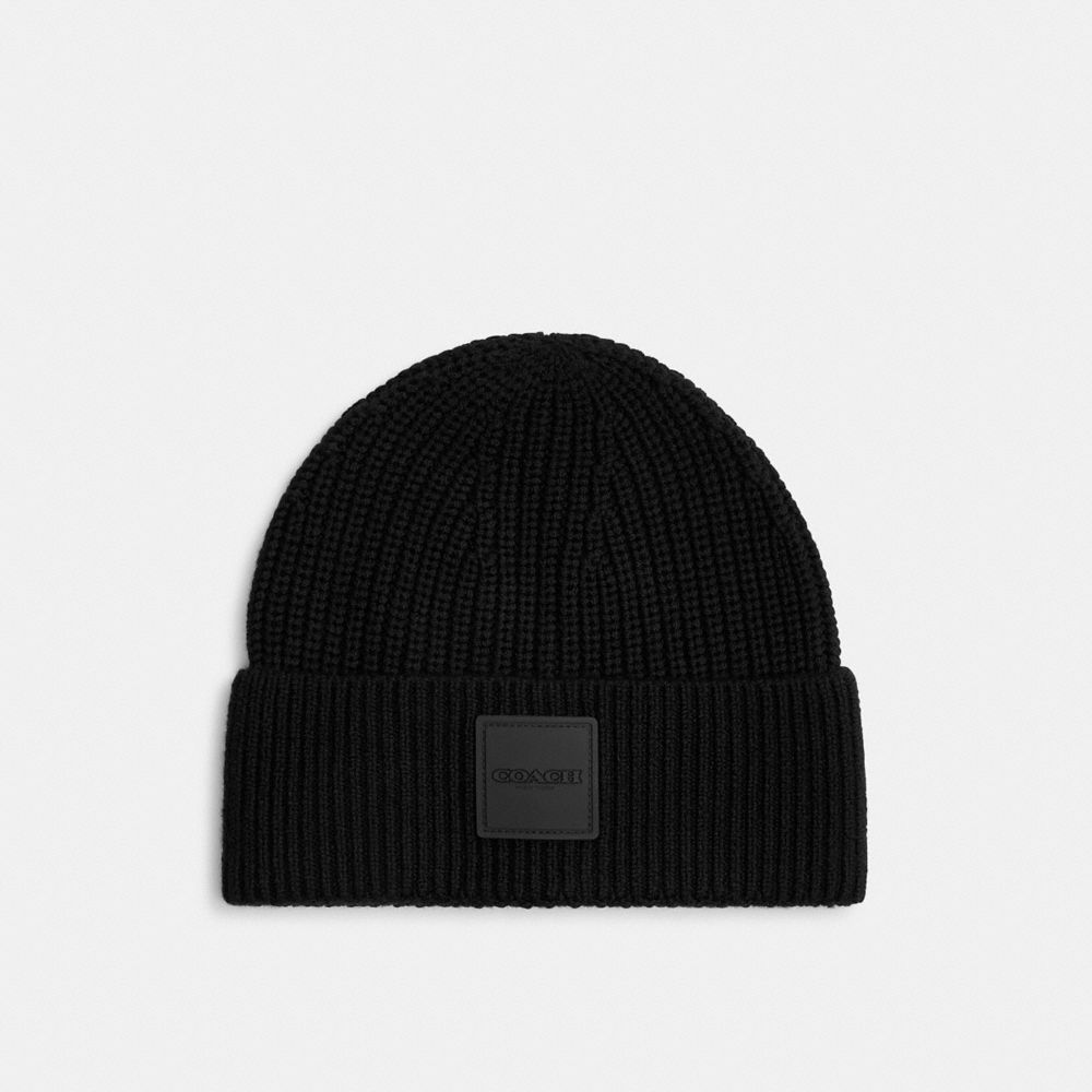 Knit Beanie With Rubber Patch