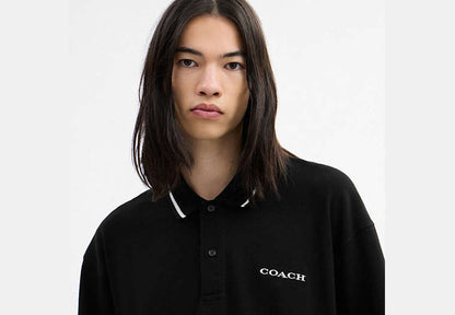 Signature Trim Long Sleeve Polo In Regenerative Cotton