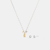 Teddy Bear And Bow Earrings And Necklace Set