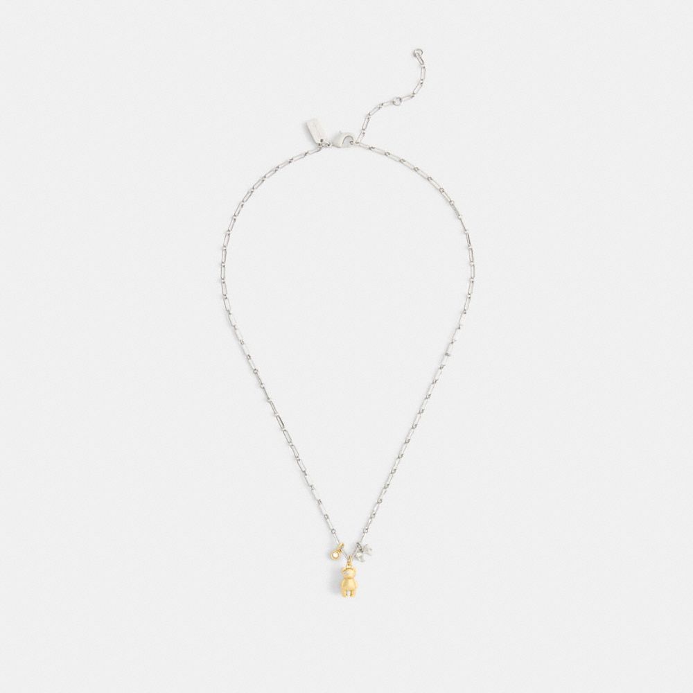 Teddy Bear And Bow Earrings And Necklace Set