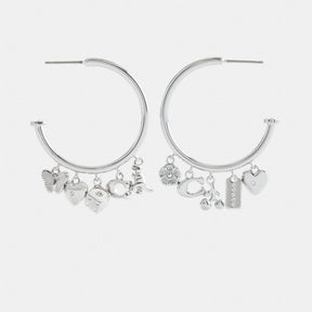 Butterfly And Rexy Charm Hoop Earrings