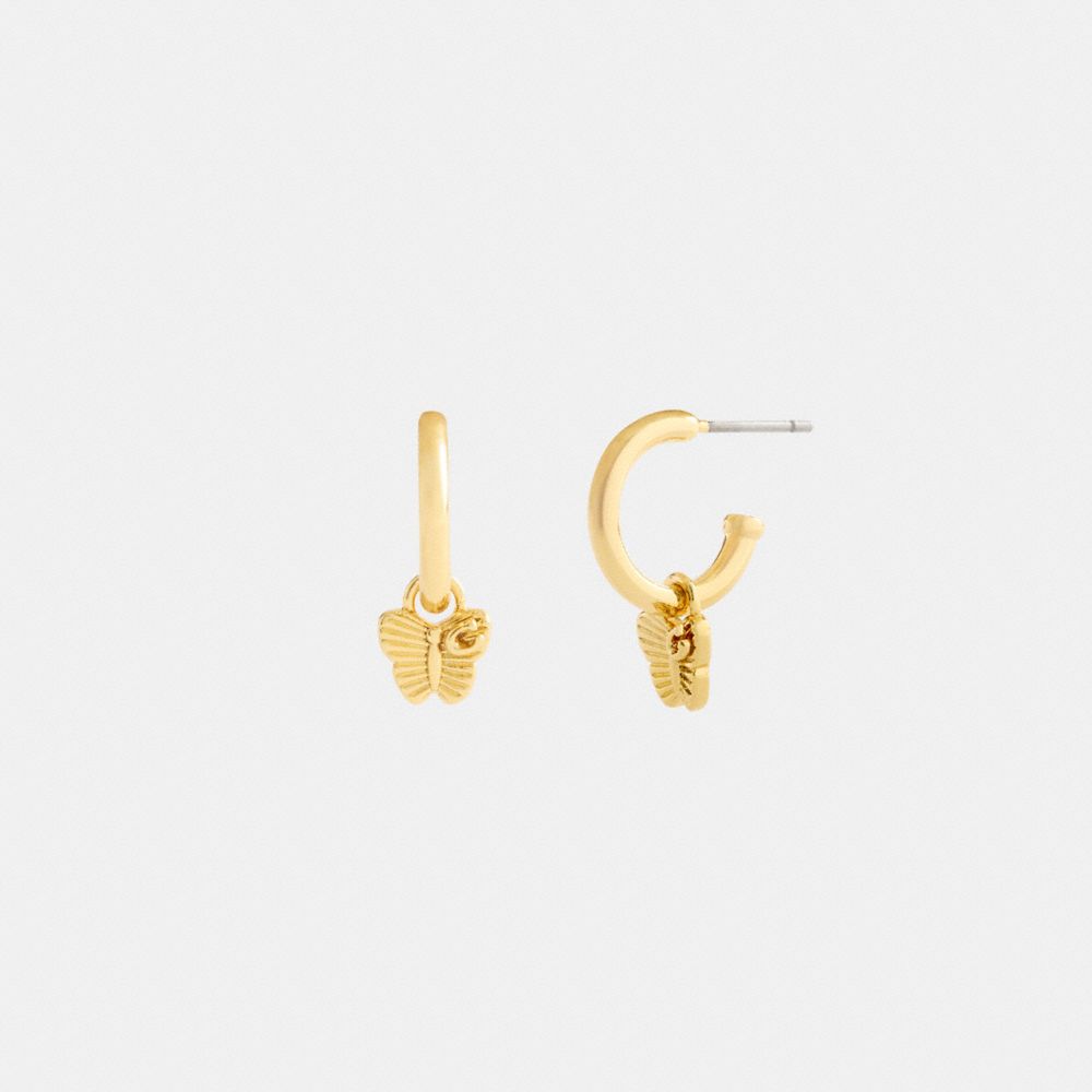 Mini Butterfly Charm Hoop Earrings
