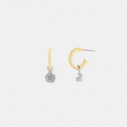 Mini Tea Rose And Cherry Charm Hoop Earrings