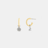 Mini Tea Rose And Cherry Charm Hoop Earrings