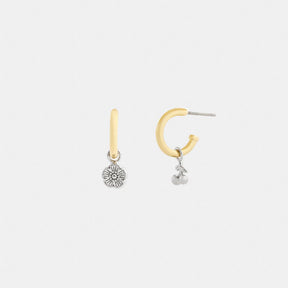 Mini Tea Rose And Cherry Charm Hoop Earrings