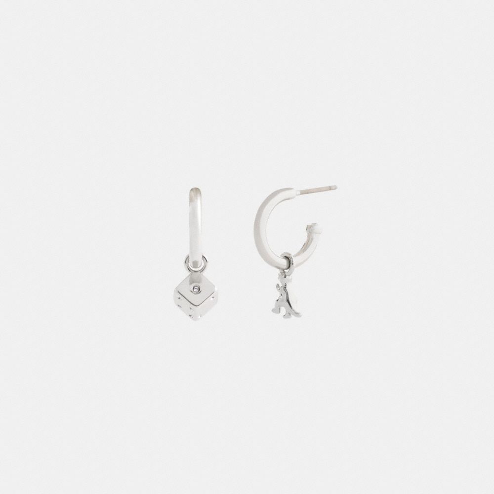 Mini Dice And Rexy Charm Hoop Earrings
