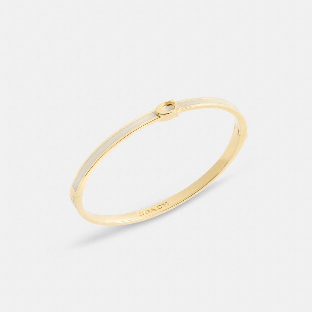 Thin Enamel Signature Hinged Bangle