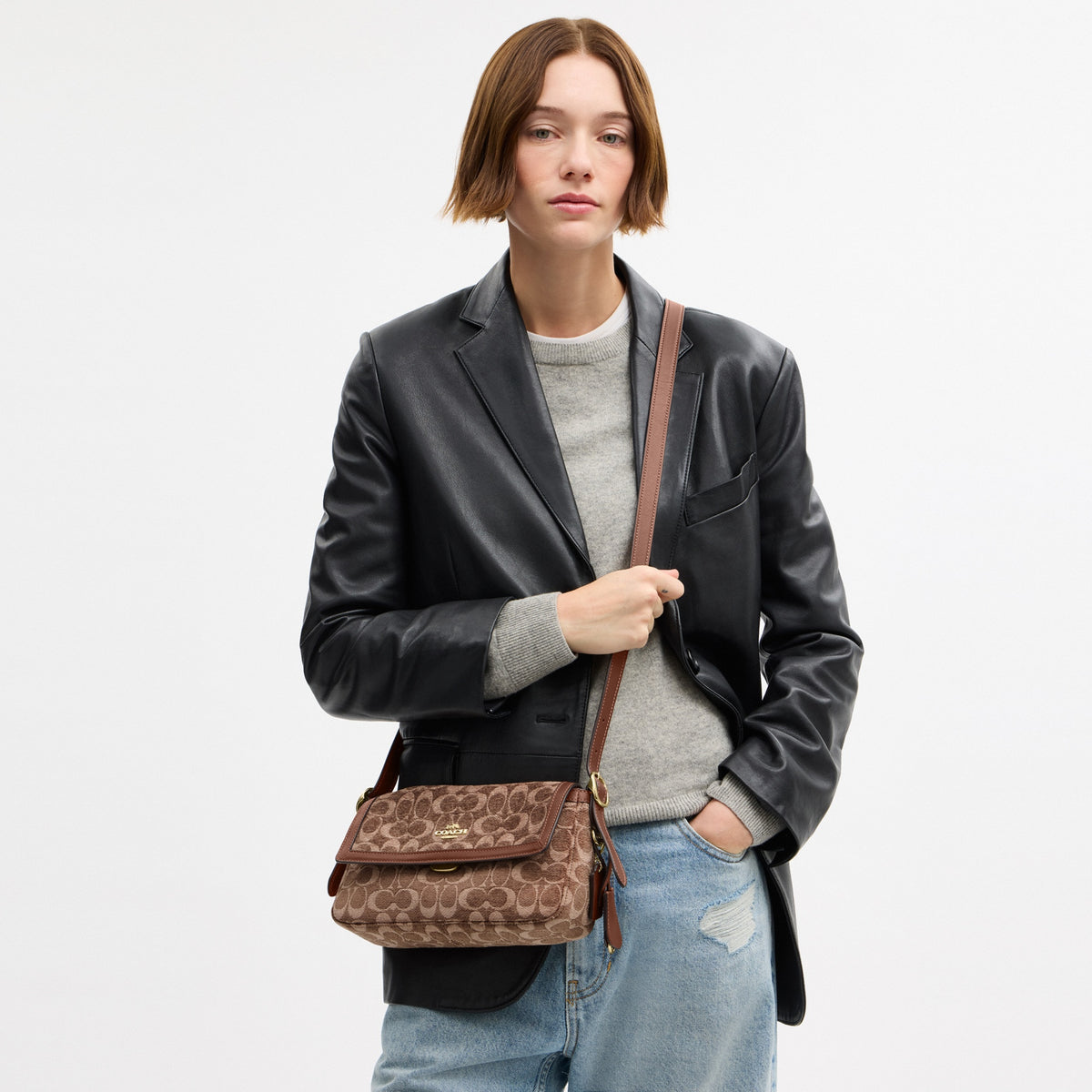 Etta Small Flap Shoulder Bag In Signature Chenille