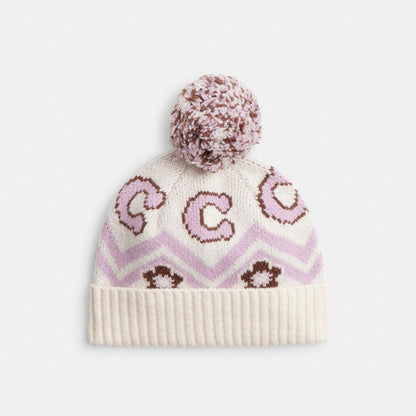 Fair Isle Print Knit Beanie