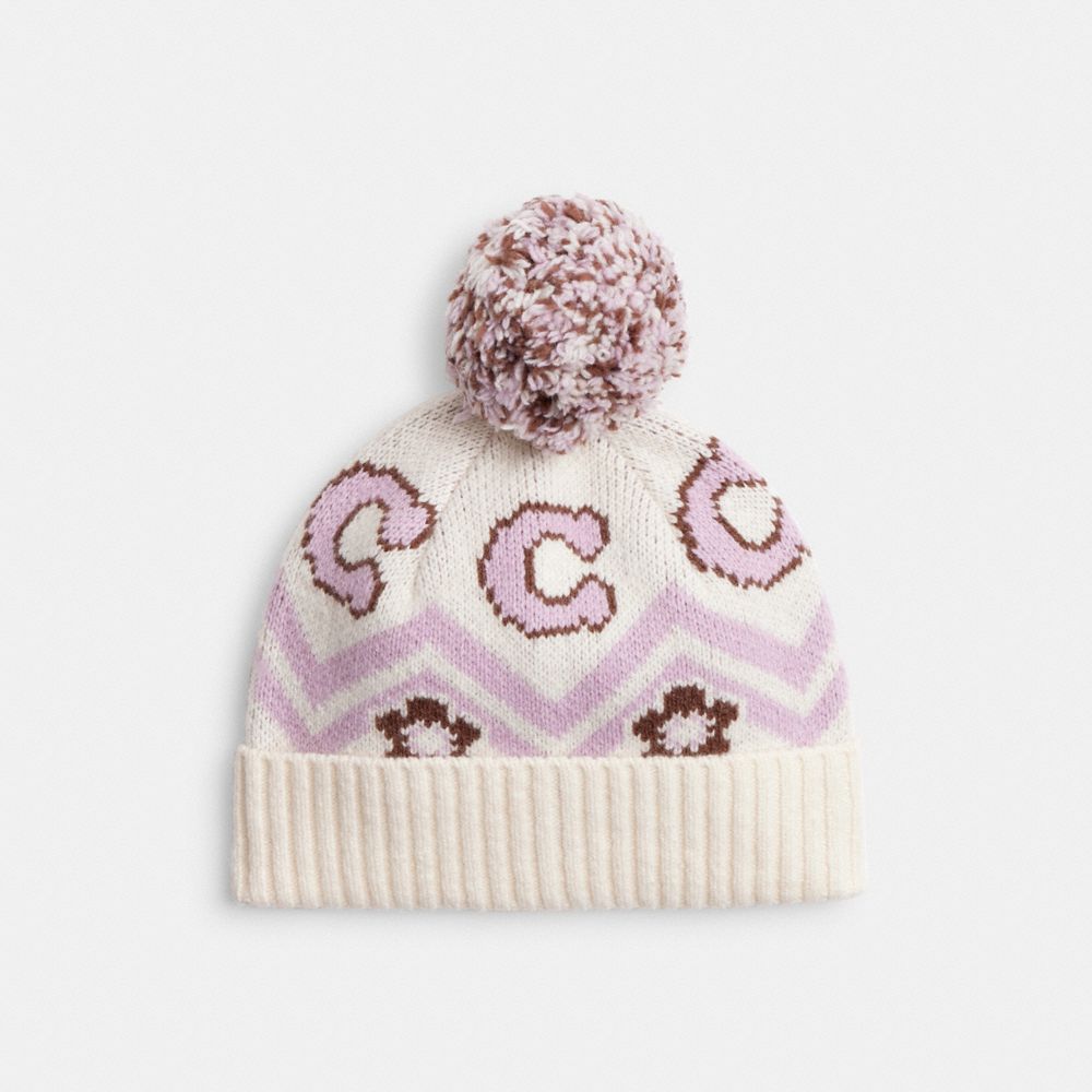 Fair Isle Print Knit Beanie