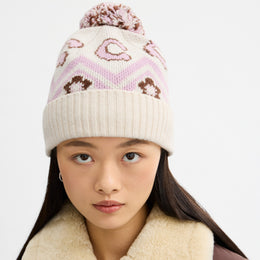 Fair Isle Print Knit Beanie