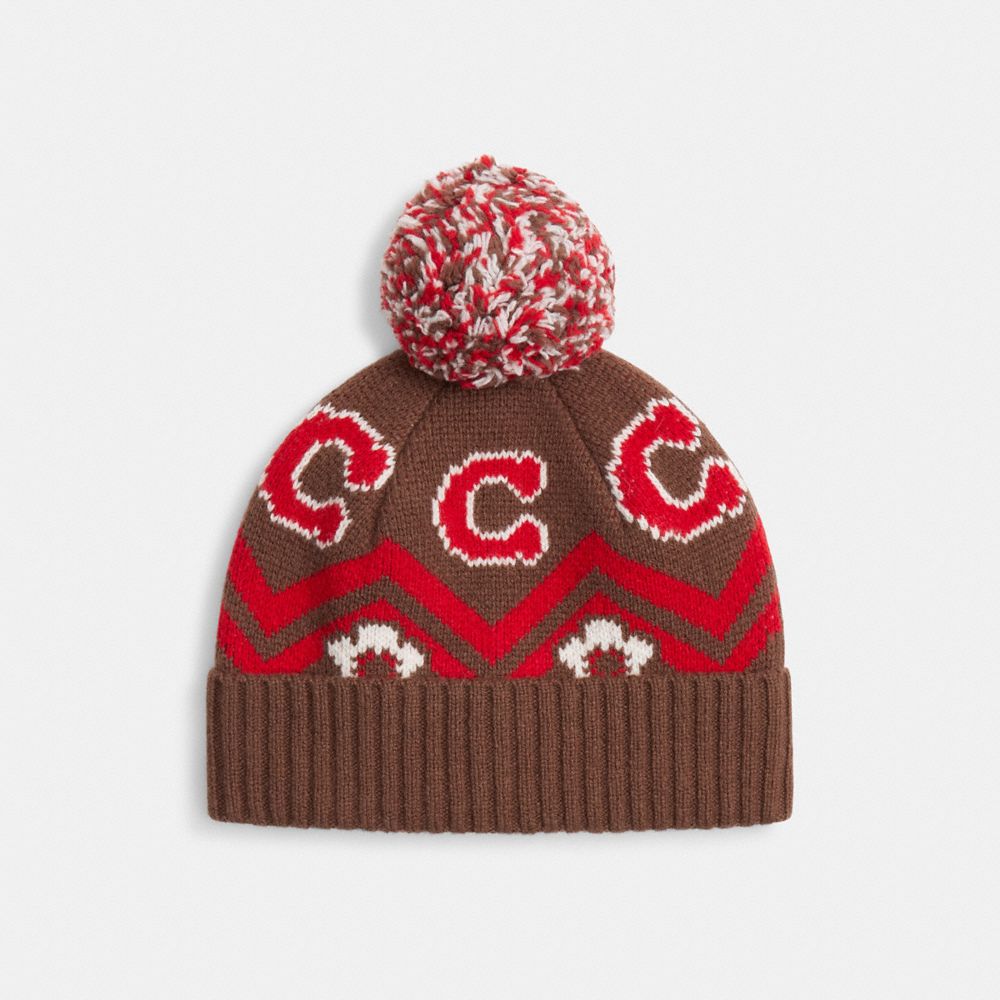Fair Isle Print Knit Beanie