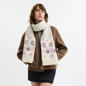 Fair Isle Print Knit Muffler