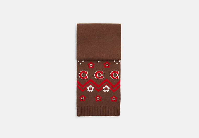 Fair Isle Print Knit Muffler