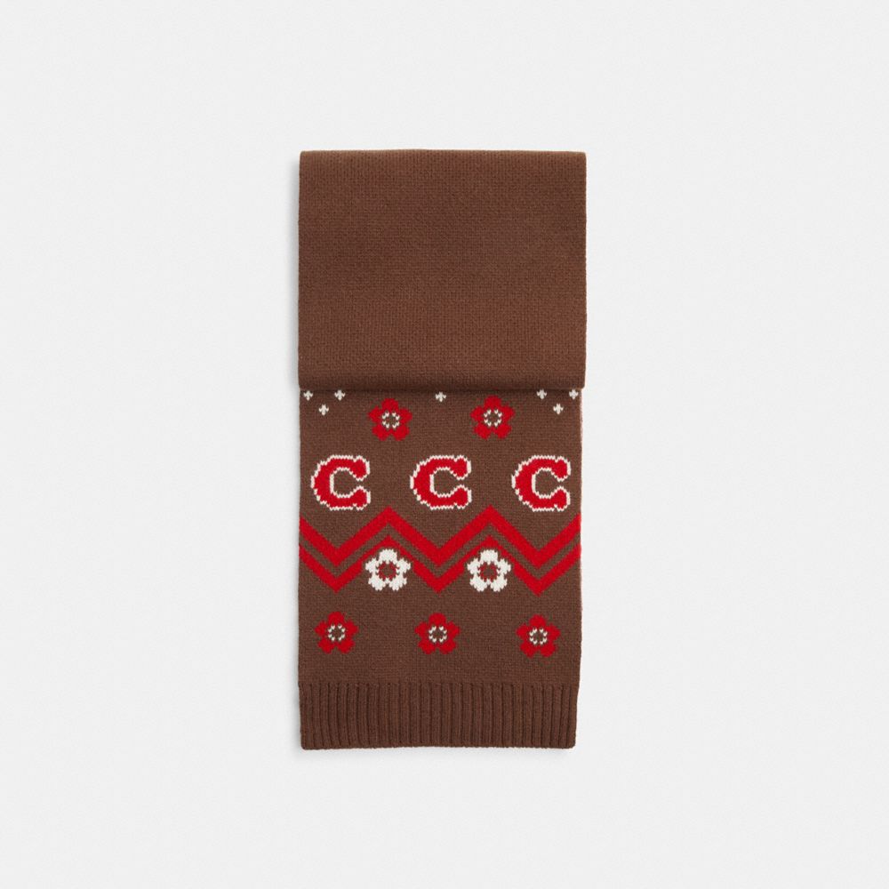 Fair Isle Print Knit Muffler