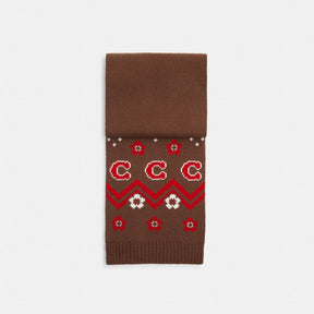 Fair Isle Print Knit Muffler