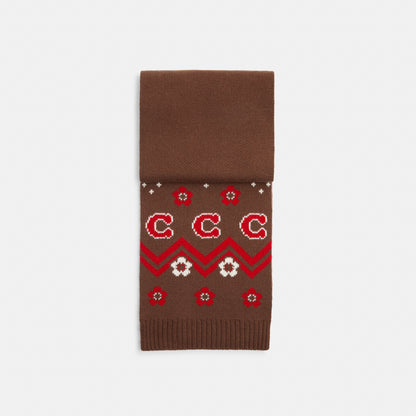 Fair Isle Print Knit Muffler