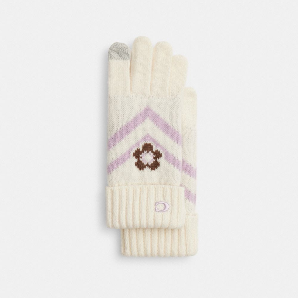 Fair Isle Print Knit Gloves