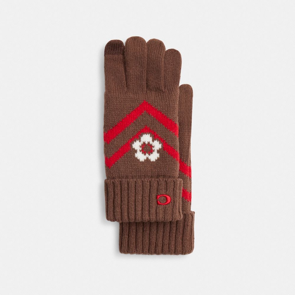 Fair Isle Print Knit Gloves