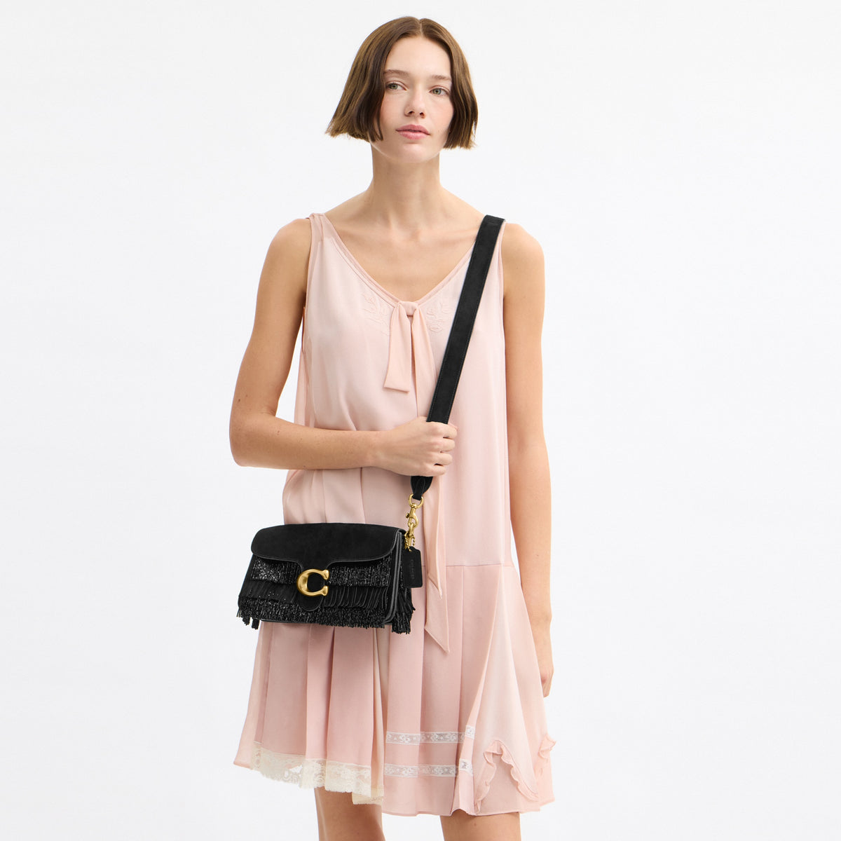 Tabby Shoulder Bag 26 With Crystal Beaded Fringe