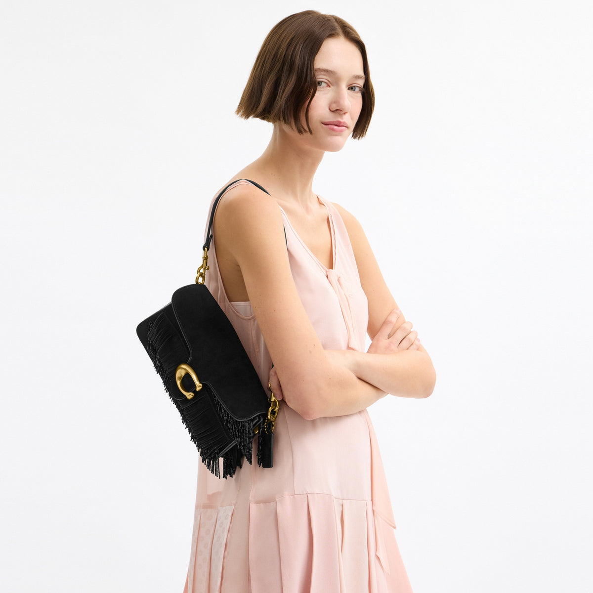 Tabby Shoulder Bag 26 With Crystal Beaded Fringe