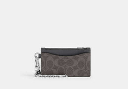 Zip Card Case With Chain In Signature Canvas