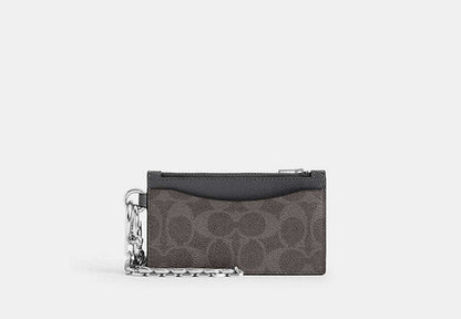 Zip Card Case With Chain In Signature Canvas