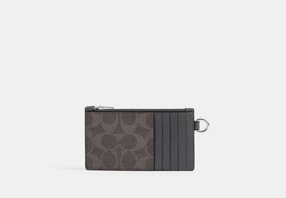 Zip Card Case With Chain In Signature Canvas