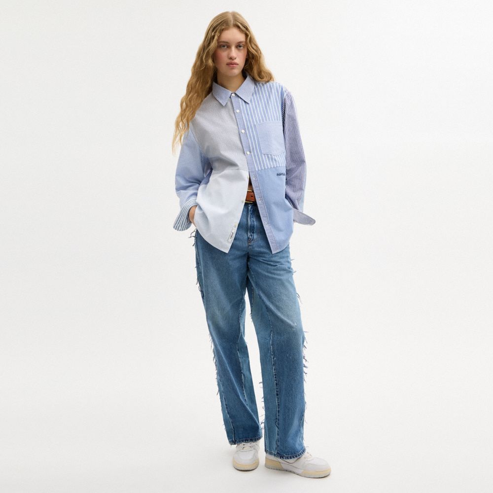 Repurposed Cotton Patchwork Oxford Shirt