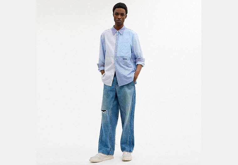 Repurposed Cotton Patchwork Oxford Shirt