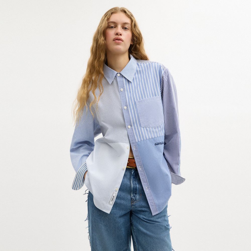 Repurposed Cotton Patchwork Oxford Shirt