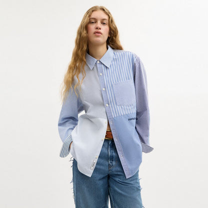 Repurposed Cotton Patchwork Oxford Shirt