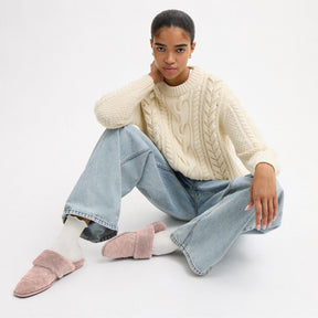 Sherpa Flat Mule In Signature Suede