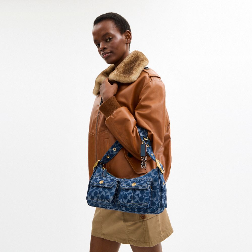 Cargo Shoulder Bag In Upcrafted Signature Denim