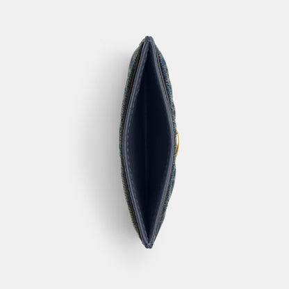Essential Card Case In Regenerative Cotton Denim With Quilting