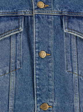 Golden goose Blue Jacket with Patch Pockets on the Chest and Logoed Metal Buttons in Denim Man