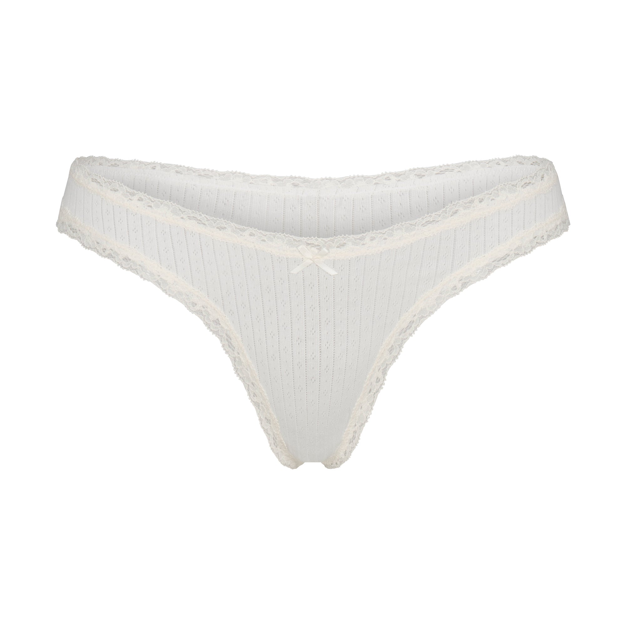 Lightweight Cotton Pointelle Lace Thong