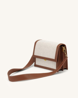 Mini Flap Crossbody - Brown Croc