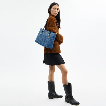 Station Tote Bag In Signature Denim