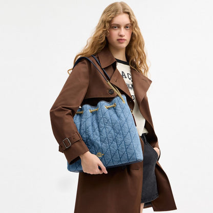 Evelyn Large Shoulder Bag In Regenerative Cotton With Quilting