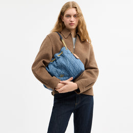 Evelyn Shoulder Bag In Regenerative Cotton With Quilting