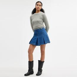 Denim Pleated Skirt