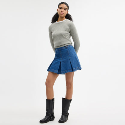 Denim Pleated Skirt